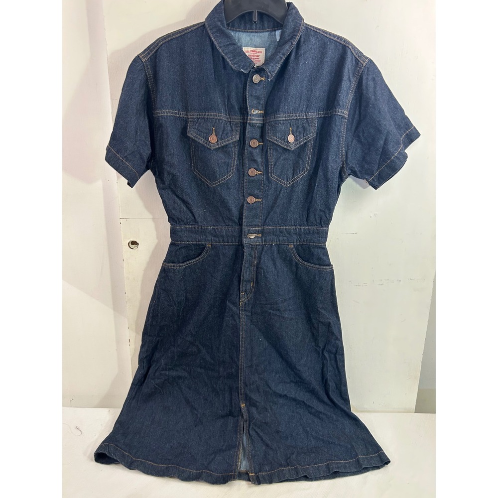Signature by Levi Strauss & Co Denim Dress XS Indigo Button Front Women